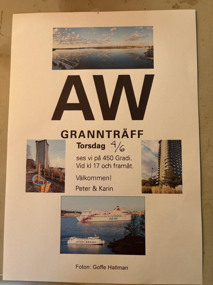 Inbjudan till grannträff på 450 Gradi.