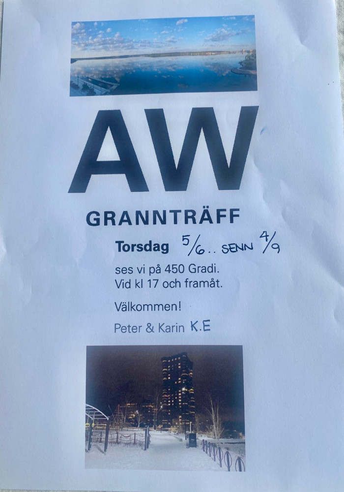 Information om grannträffar på 450 Gradi. Foto: Karin Kielland Evensen